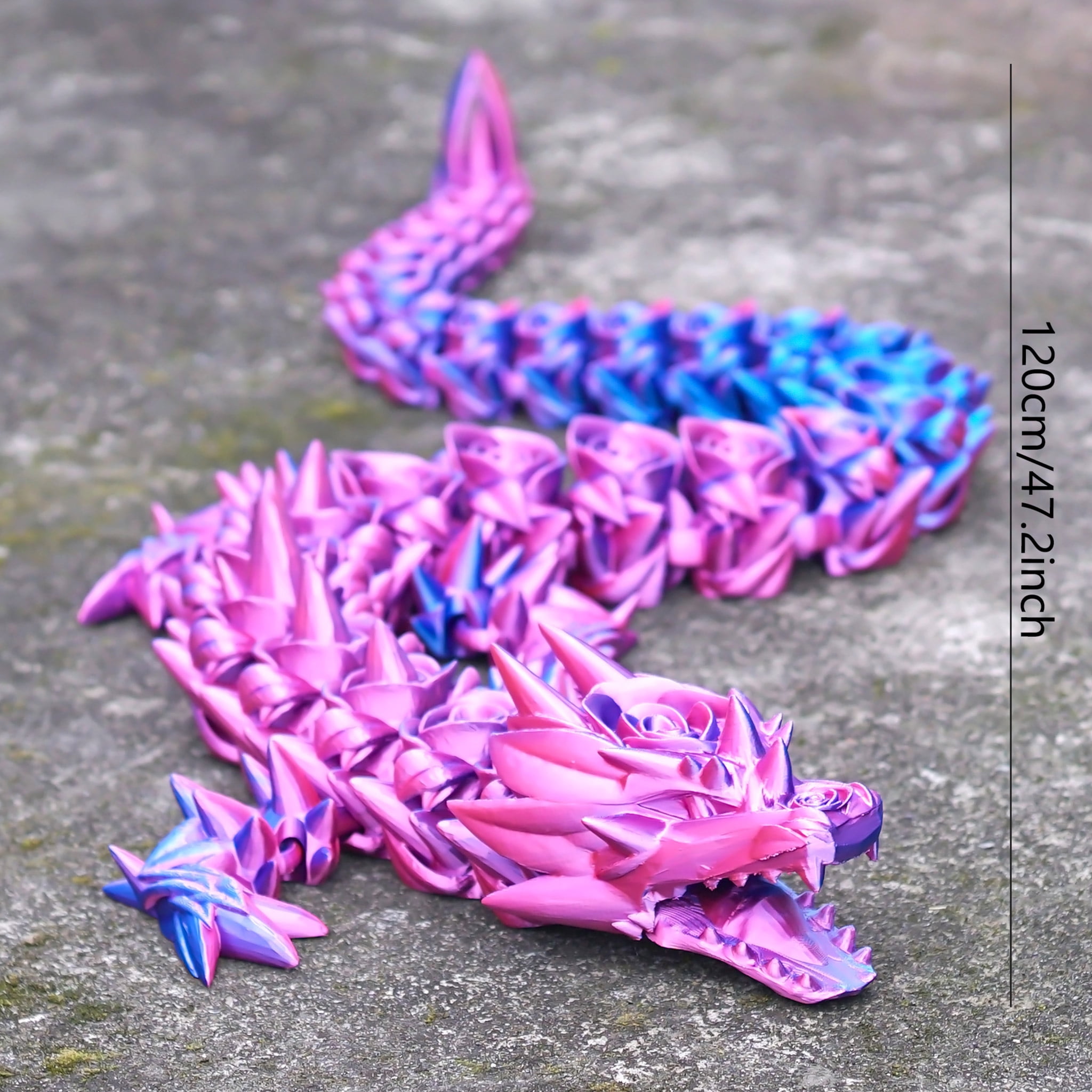 47.5inch 3D Printed Rose Dragon,Flexible Joint Animal lacertid Figurines,Realistic Eyes, Home Office Decor,Fidget Toy for Adults Teens Boy Festival Gifts