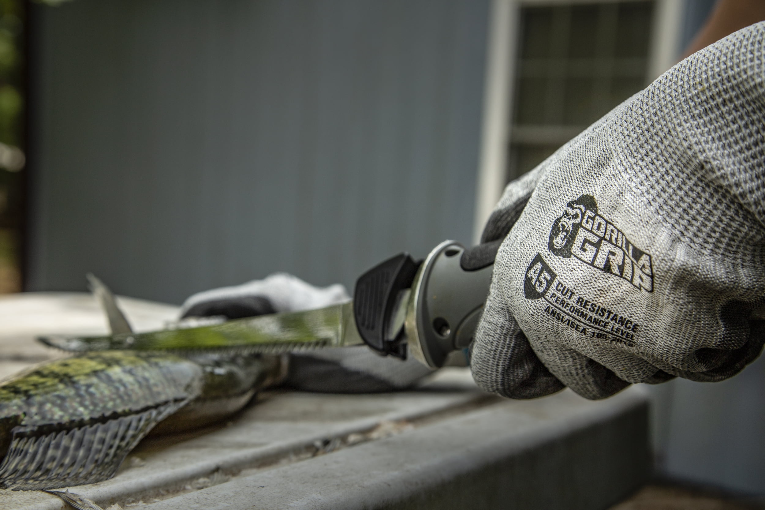 Gorilla Grip Pro Work Gloves, A5 Cut Resistant Fabric, Gray, Size L and XL, 1 Pair