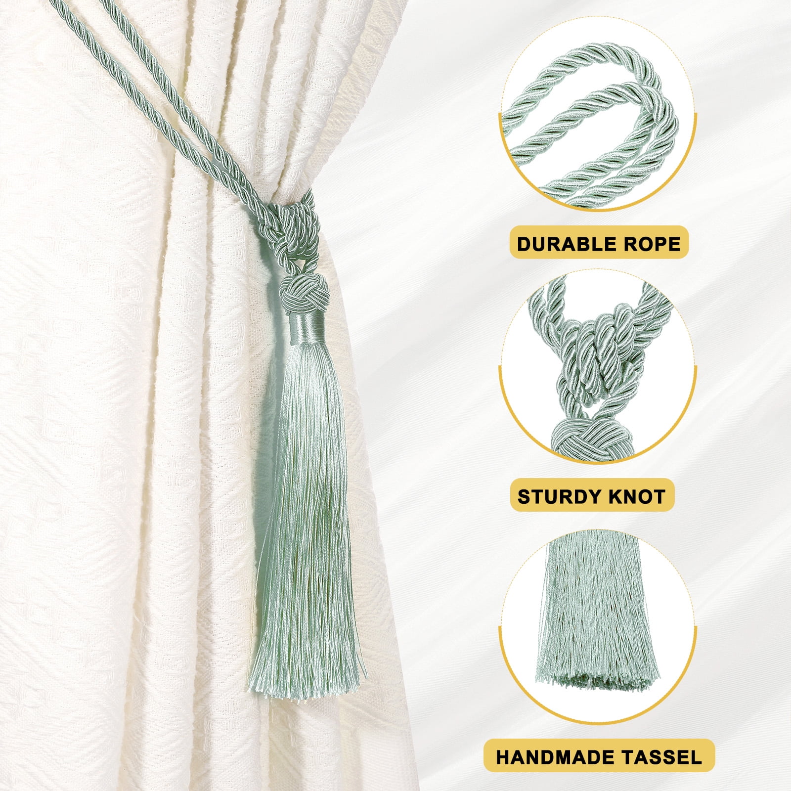 Unique Bargains Handmade Elegant Curtain Tiebacks Tassel Home Decor Gray Blue 2 Pcs