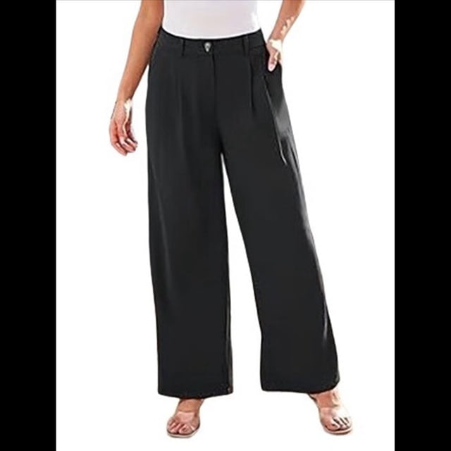 Pantalones de Vestir de Pierna y Cintura Alta para Mujer. Negro S