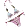 thumbnail image 5 of Bikini Set for Women Triangle Top Tie Side Bottom Two Piece Swimsuit High Waist Tummy Control Swimwear Beach Vacation, 5 of 5