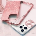 thumbnail image 2 of for iPhone 14 Pro Max Bling Glitter Case for Women Cute Diamond Rhinestone Shiny Sparkly Acrylic Sticker Back Plating Metal Bumper Frame Edge Protective Cover Fashion Luxury Rose Gold, 2 of 7
