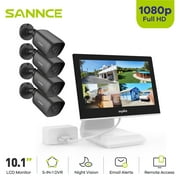 SANNCE 10"1 LCD monitor 4in1 4CH DVR 720P CCTV Weather In/Outdoor Security Bullet Camera System with NO Hard Drive Disk