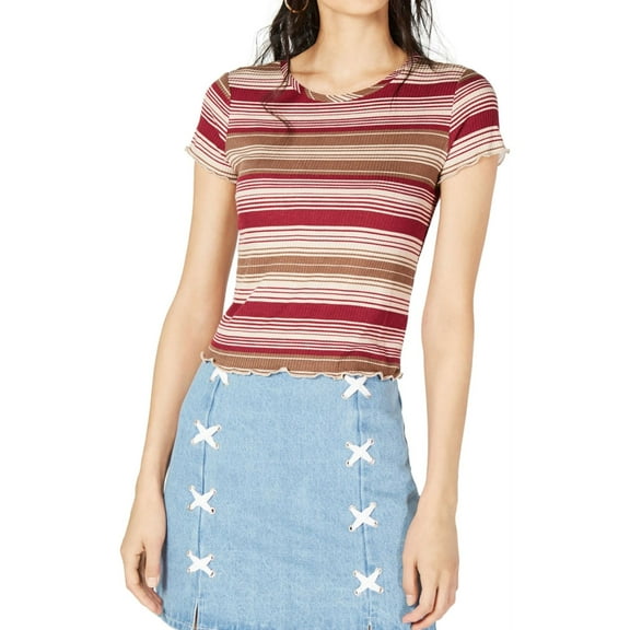 Sage The Label Womens Striped Basic T-Shirt, Red, Medium