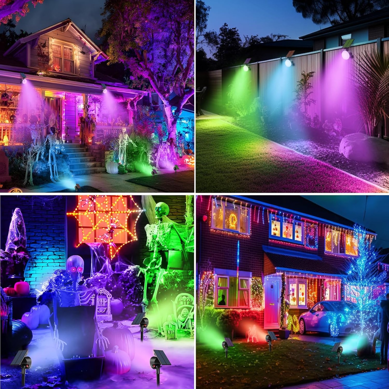 4/8 Pack Solar Spot Lights, Outdoor Waterproof - RGB Color Changing Landscape Lighting for Yard, Pathway, Wall | Auto on/Off, Solar Powered