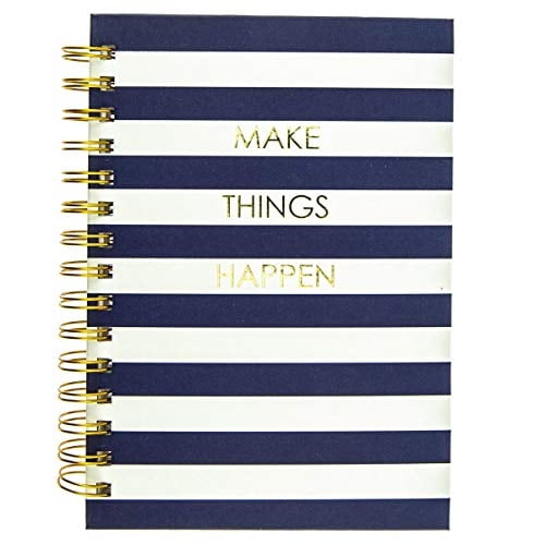 Cuaderno con espiral Graphique | Haz que sucedan | Rayas azul | Papel premium | Regalo genial | 160 páginas | 6.25"x8.25"