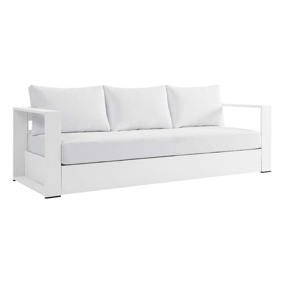 Afuera Living Modern Powder-Coated Aluminum/Fabric Outdoor Sofa in White