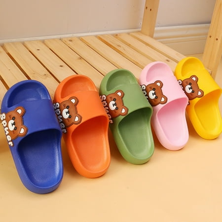 

Cathalem Girl Slip Slipper Bear Children Slippers Cute Cartoon Beach Pool Slippers For Kids Design Non Girls Slippers Size 3 Yellow 4.5 Years