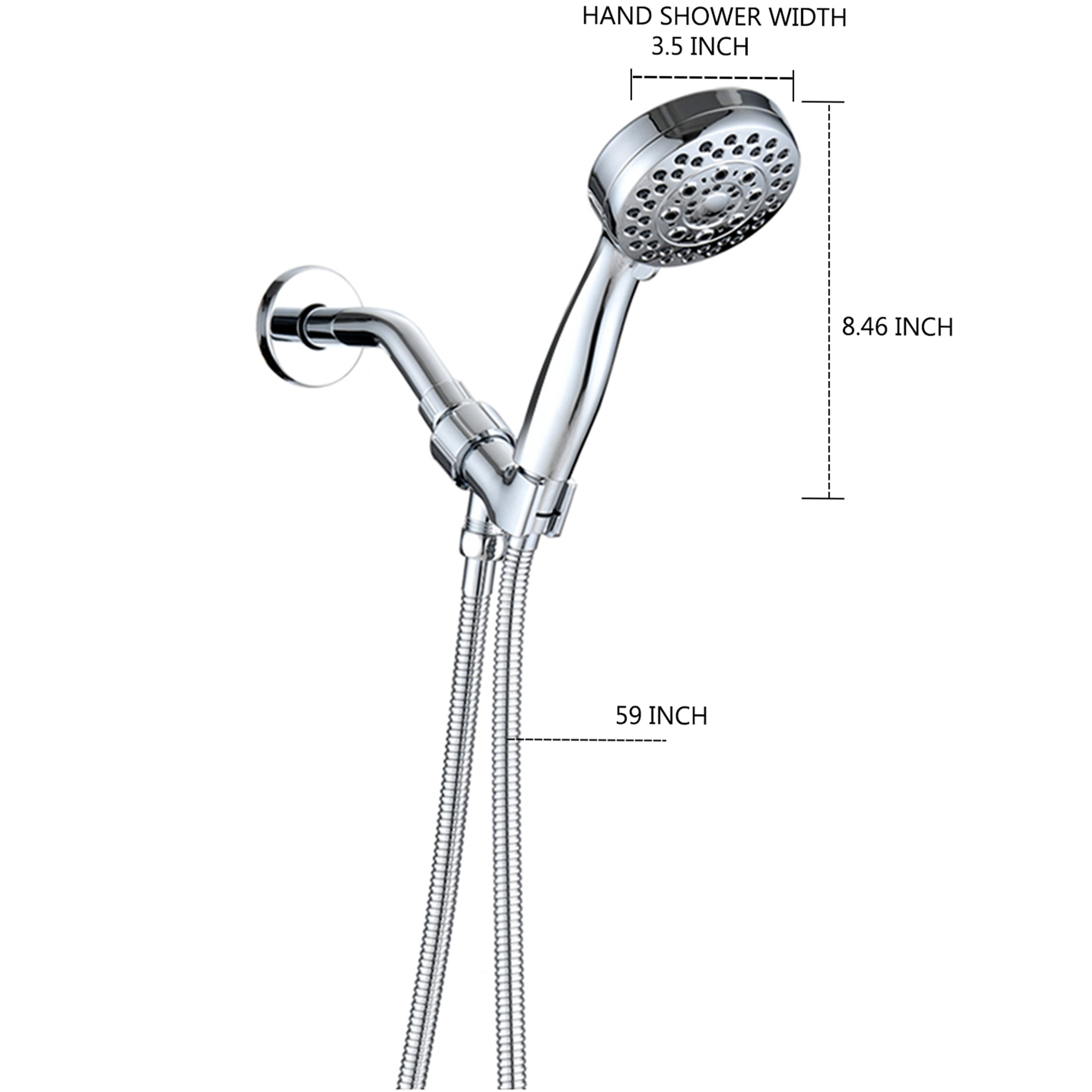 JERFIT 5-Spray High Pressure Handheld Shower Head with Hose, Wall Mount Chrome Showerhead for Powerful Rain Massage, Water Efficient, Easy Install