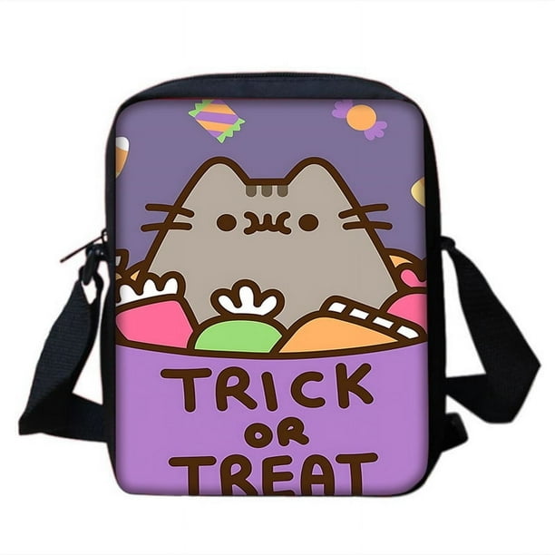 Bolso de hombro con estampado de gatos Pusheens para niños, bolso de mano informal para niños, bolso para teléfono para hombres y mujeres, bolsa de compras