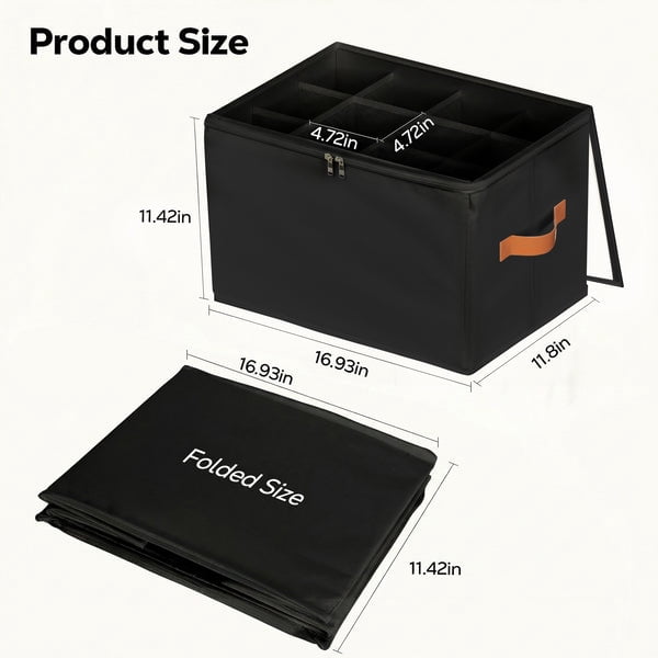Riousery 2 Pack Foldable Shoe Organizer for Closet, Shoe Storage Bins with Clear Zipper Cover and Handles, Holds up to 24 Pairs, Black