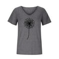 thumbnail image 4 of ZunFeo Blouses for Women V Neck Comfy Short Sleeve Slim Printed Casual Junior Tops Tee Shirts Dark Gray XL, 4 of 5