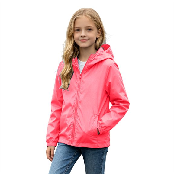 Kids Boys Girls Hoodie Jacket 2 Pack Hooded Lightweight Windbreaker Jackets Full Zip Outerwear Waterproo𝐟 Uniform Trench Coat