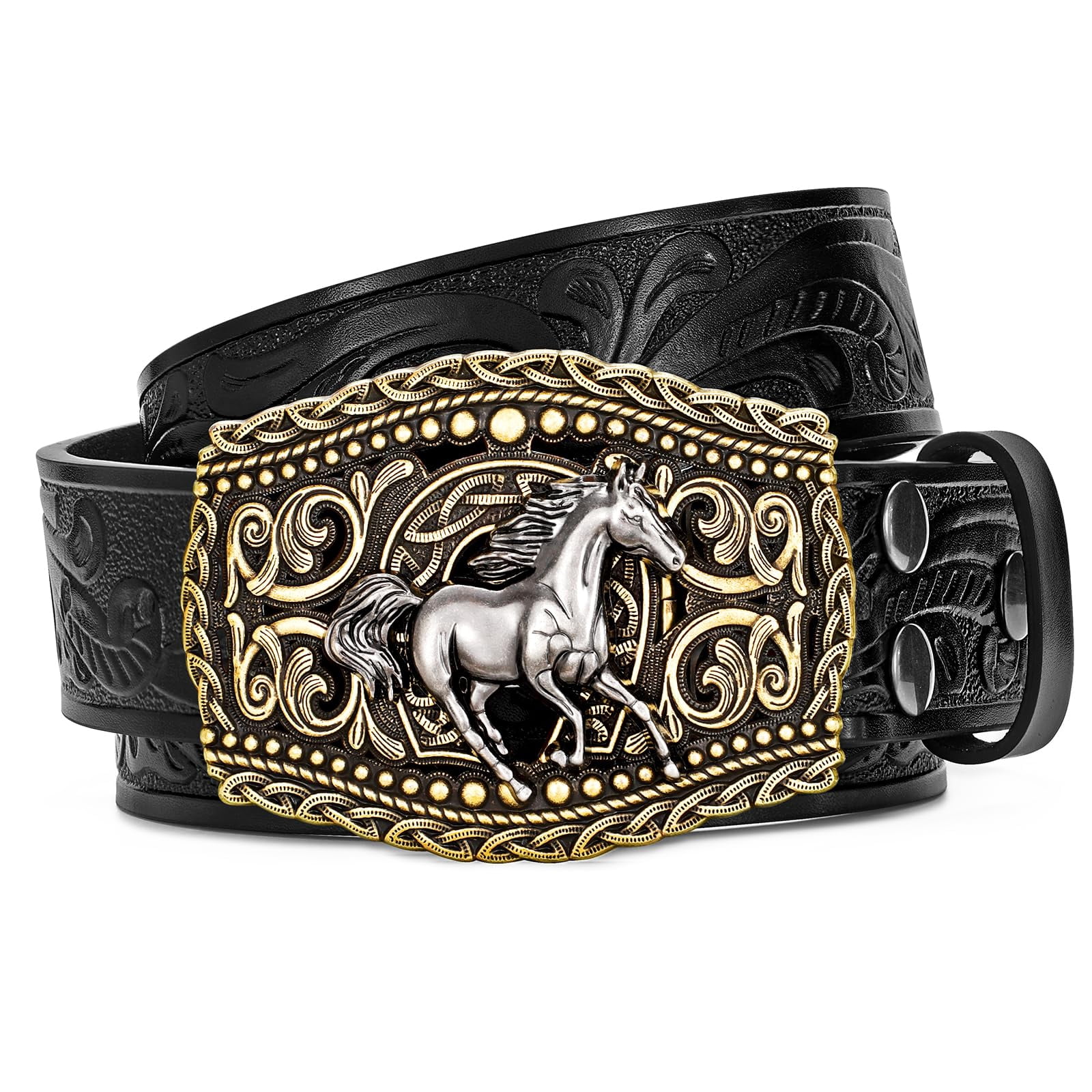 WHIPPY Western Genuine Leather Belt for Women Men Cowgirl Cowboy