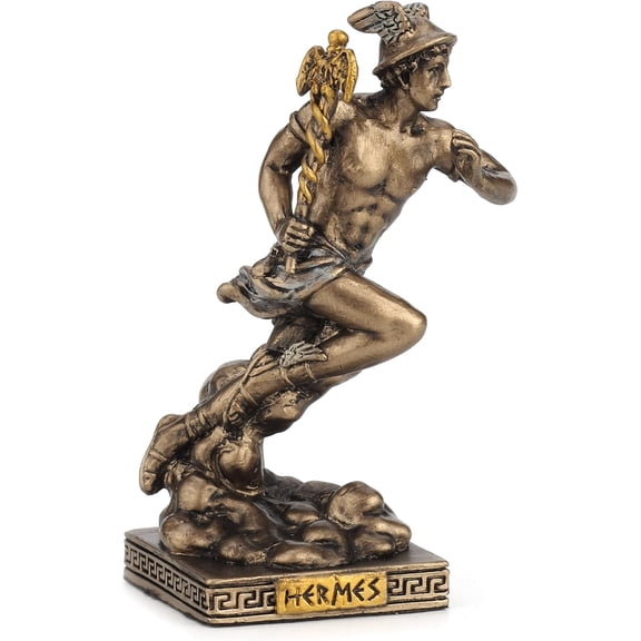Veronese Design Hermes Greek God Miniature Figurine Bronze Finish 3 1/2 In