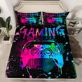 thumbnail image 2 of Castle Fairy Female Men Gradient Video Game Queen Sheet Sets,Abstract Ombre Gamer Bed Set, 2 of 7