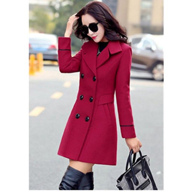 Chaqueta de lana para mujer, ropa de longitud media, abrigos de lana ajustados, prendas de vestir elegantes salvajes de talla grande, otoño e invierno
