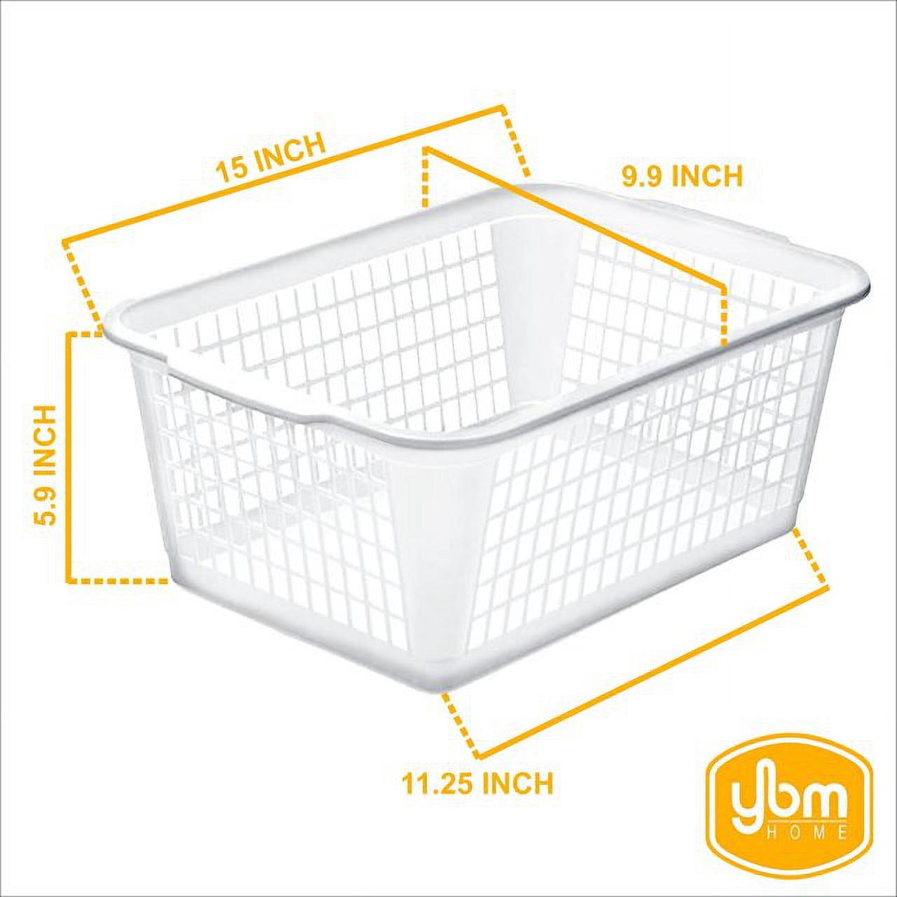 YBM Home Large Plastic Storage Basket Organizer Bin, Gray 15 L x 10 W x 6 H