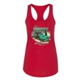 thumbnail image 2 of Wild Bobby, 1946 Vintage Ford Woody Chasing Waves Cars and Trucks Ladies Racerback Tank Top, Red, Large, 2 of 3