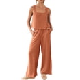 thumbnail image 1 of Lucakuins - Conjunto de pantalones de pierna ancha con banda elástica para mujer, 2 piezas, color sólido Lucakuins moda, 1 of 9