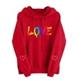 thumbnail image 4 of Byworldtasic Womens Valentines Day Heart Print Hoodies Cute Long Sleeve Pullover Oversized Top, 4 of 9