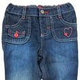 thumbnail image 2 of Infant Toddler Girls Flare Denim Jeans Hearts Pink Stitching Pants 12 Mo, 2 of 4