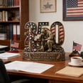 thumbnail image 3 of qolami 250th Anniversary Military Soldier Figurine, Kneeling at Grave, 7.9in Acrylic Ornaments with Flag/Floral, Patriotic Memorial Statue, 3 of 6