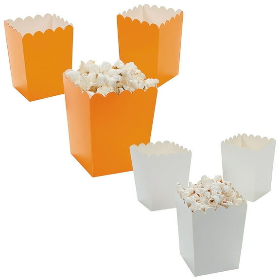 Mini Orange & White Popcorn Box Assortment Kit 48 Pieces