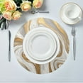 thumbnail image 5 of Round Placemats Set of 4 Heat Resistant Washable Kitchen Table Decorations 15.4in Gold and White Marble, 5 of 7
