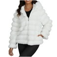 thumbnail image 2 of Qetyuw Faux Fur Hooded Coat for Women Winter Warm Long Sleeve Open Front Jacket Full Zip Up Chunky Casual Coats, 2 of 7