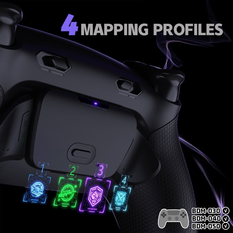 eXtremeRate RISE Plus MAX Back Paddles Kit with Clicky Trigger Stops & Rubberized Grip for PS5 Controller BDM-030 040 050, Remappable Back Buttons Kit for PS5 Controller - Black - NO Controller
