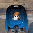 thumbnail image 2 of DOSUKRAI Womens Halloween Sweatshirt Funny Spooky Season Long Sleeve Graphic Crewneck Pullover Tops Cute Ghost Sweater Sky Blue,XXL, 2 of 9