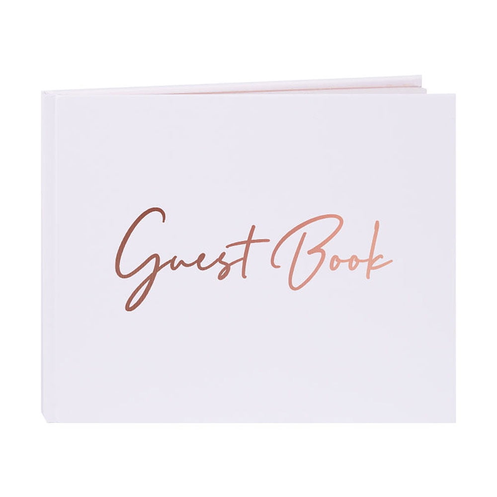 BIMZUC Premium Rose Gold Wedding Guest Book 9x7.1 inches (22.9x18.2 cm) 50 Sheets Memory Journal for Parties, Graduations and Bridal Showers