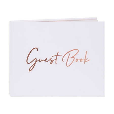 BIMZUC Premium Rose Gold Wedding Guest Book 9x7.1 inches (22.9x18.2 cm) 50 Sheets Memory Journal for Parties, Graduations and Bridal Showers