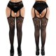 thumbnail image 3 of Leggings de cintura alta para mujer Muslo de encaje elástico inferior de rejilla JM, 3 of 5