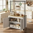thumbnail image 4 of Kitchen Island with Storage,Heavy-Duty Multi-Functional Kitchen Cart,Mobile Kitchen Island with 2-Tier Shelves & 5 Hooks,Wood Countertop for Small Spaces Kitchen,Dinning Room, 4 of 7