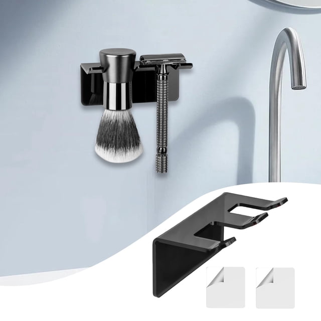 Soporte para afeitadora y brocha de afeitar, impermeable, acrílico transparente, soporte para afeitadora y brocha, gancho de ducha, para baño cocina.