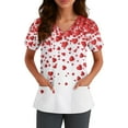 thumbnail image 4 of Valentine's Day Scrub Tops for Women Cute Heart Print Short Sleeve Nurse Working Uniforms Valentine's Day Soft Stretchy Holiday Scrub T Shirts, 4 of 5
