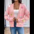 thumbnail image 4 of Suéteres Tipo Cárdigan Cortos para Mujer, Estilo Bohemio, con Bordado Floral de Crochet, de Gran Tamaño, con Frente Abierto, Prendas de Vestir Exteriores. Rosa XL, 4 of 9