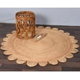 thumbnail image 1 of Indian Handwoven Braided Natural Jute Scalloped Design Area Rugs , Scalloped Rugs , Home Décor Natural Jute Rugs & Carpet Size , 6 x 6 Feet Round ( 180 cm x 180 cm ), 1 of 3
