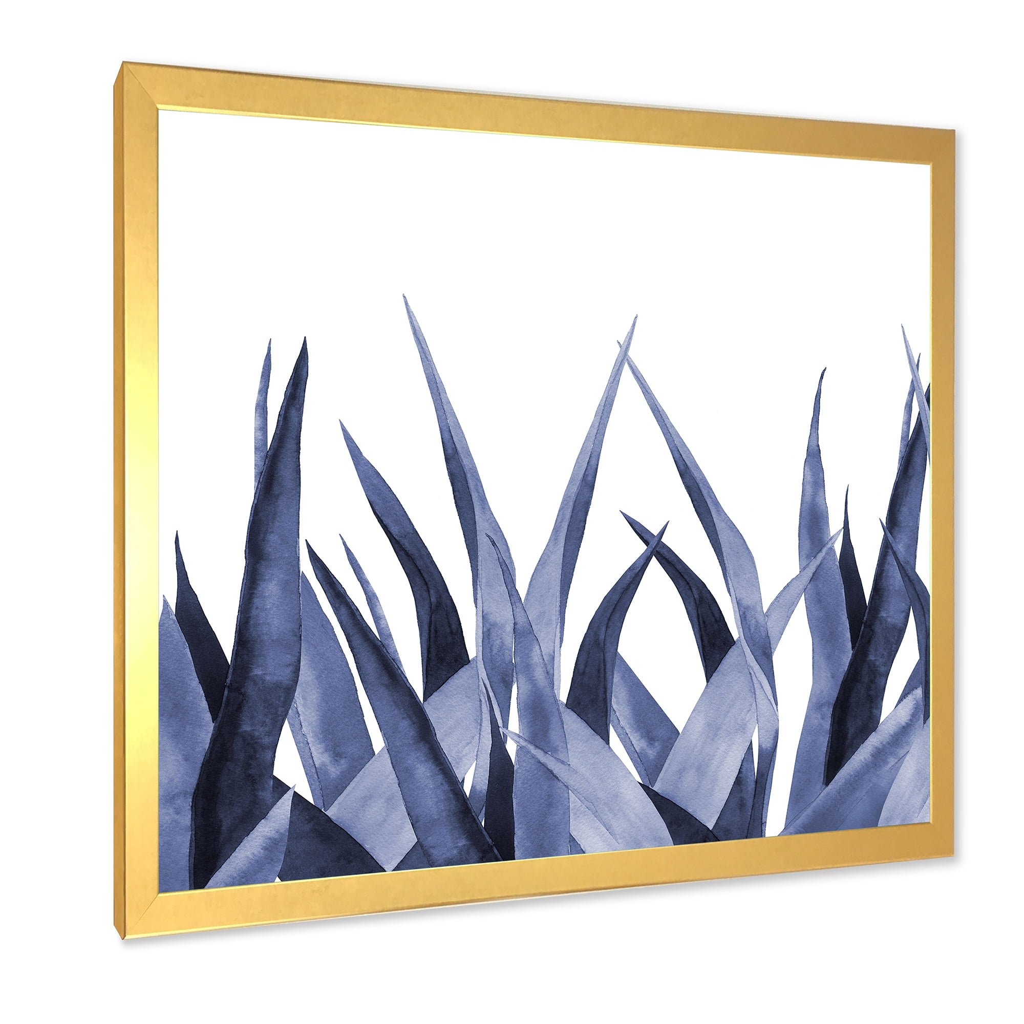 Designart 'Close Up Navy Blue Agave Leaves' Traditional Framed Art Print