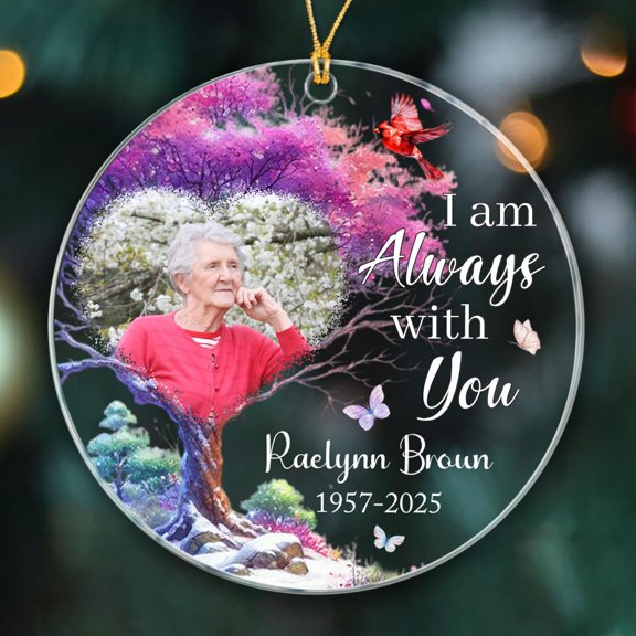 Personalized I Am Always with You Ornament Gift for Loss of Loved One, Picture Frame Christmas in Heaven Ornament 2025, Customized Date/PhoTo & Name Memorial Remembrance Sympathy Christmas Ornaments