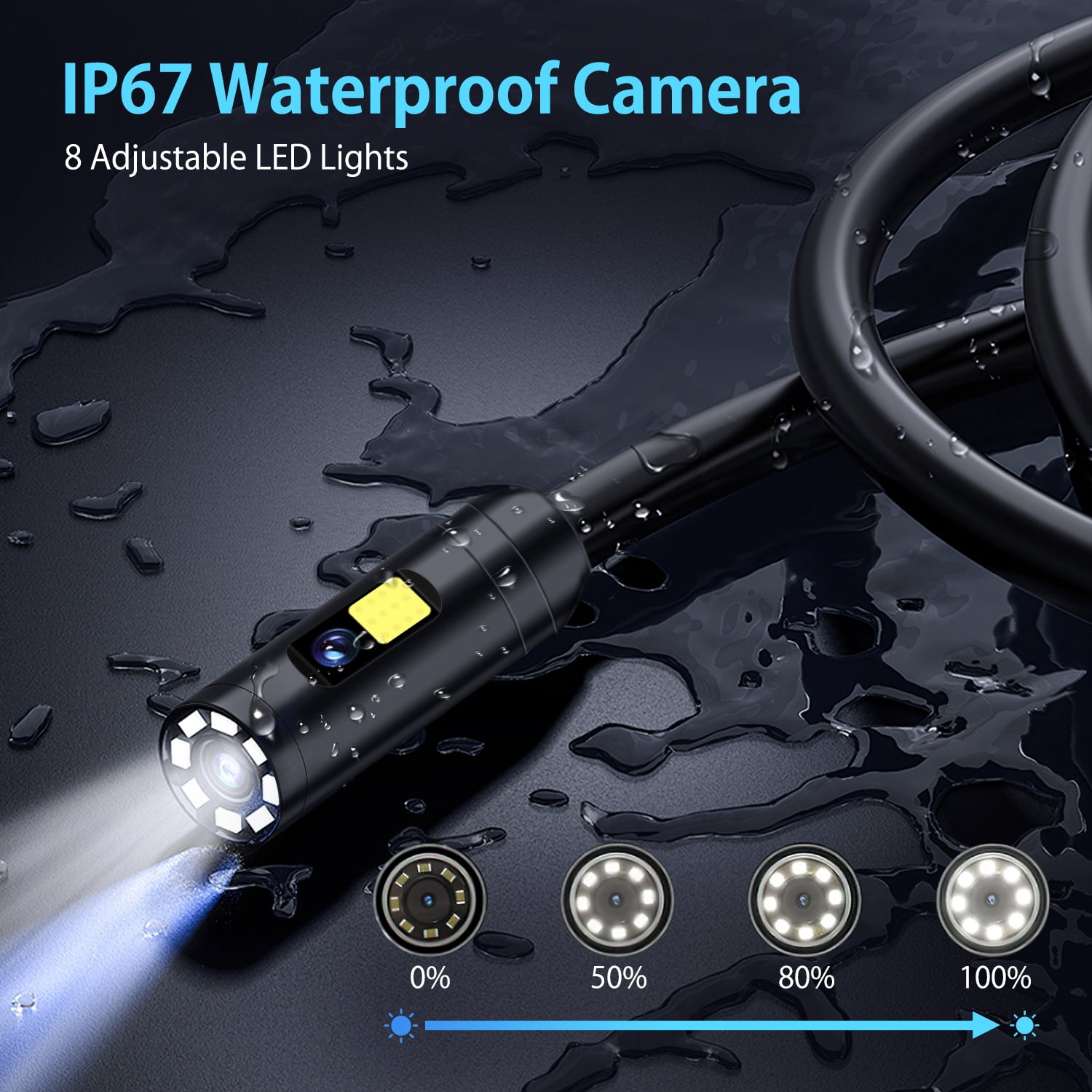 Dual Lens Industrial Endoscope Camera,1080P Digital Borescope Inspection Camera, 8mm IP67 Waterproof Camera, Sewer Camera with 4.3" LCD Screen,8 LED Lights,16.5FT Semi-Rigid Cable Tools for Men,Sewer