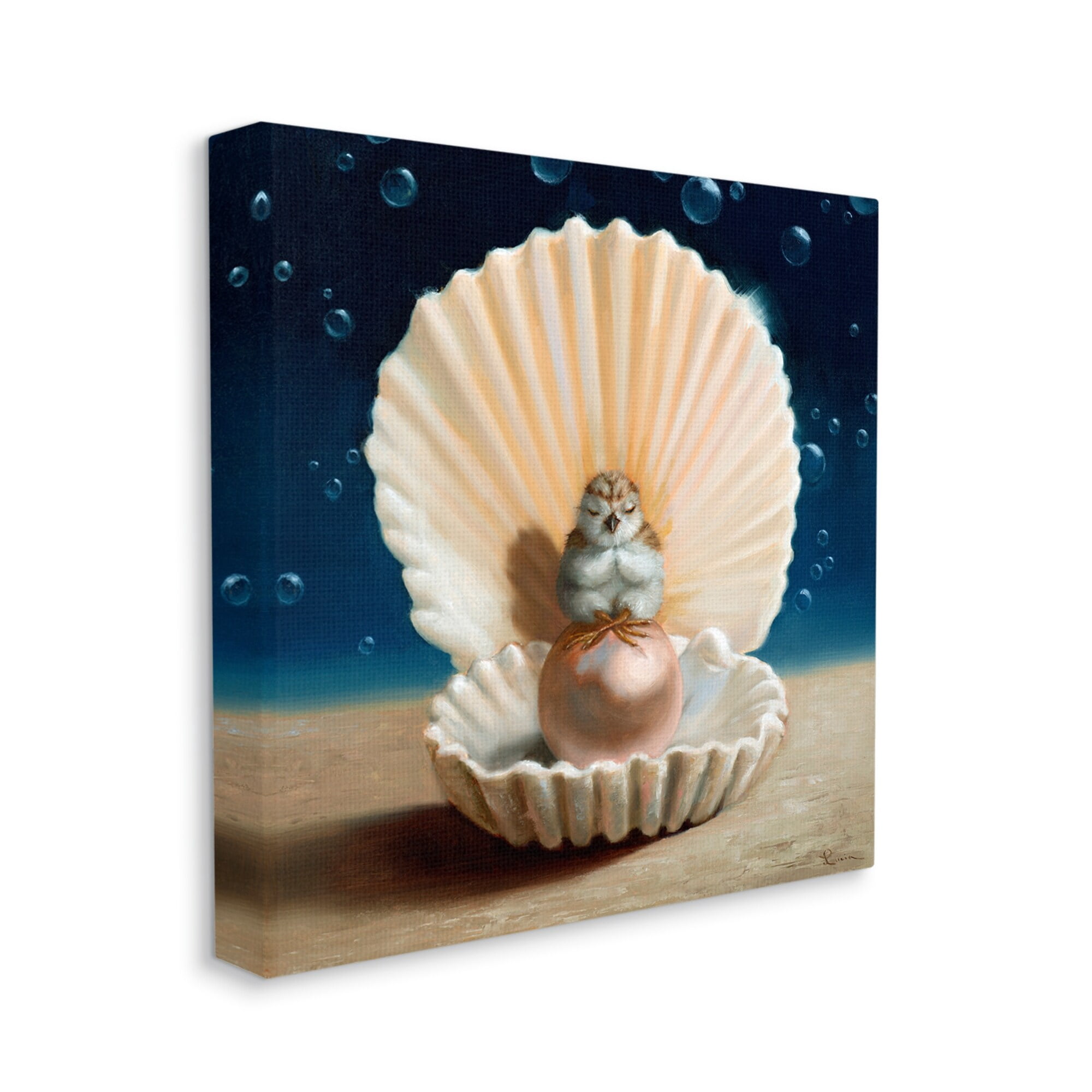 Stupell Industries Chick Meditating Clamshell Pearl Underwater Bubbles Canvas Wall Art, 30 x 30, Design by Lucia Heffernan