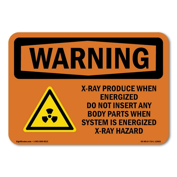 SignMission OS-WS-A-1824-L-12953 18 x 24 in. OSHA Warning Sign - X-Ray Produce When Energized with Symbol