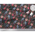 thumbnail image 2 of Soimoi Black Cotton Duck Fabric Insect,Floral & Bluebird Bird Printed Craft Fabric by The Yard 56 Inch Wide, 2 of 3
