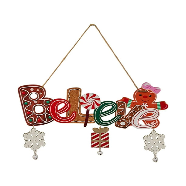 Letrero colgante de madera navideño, decoración colgante de ambiente navideño, puerta de bienvenida navideña Estilo D