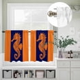 thumbnail image 5 of Kitchen Window Curtains Valance and Tier Set, Coastal Ocean Orange Seahorse Rod Pocket Tier Curtain Valance Set, Marine Creature on Blue Light Filtering Cafe Curtains for Bedroom Living Room, 5 of 9