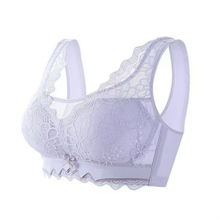 BXJX Womens Bras Clearance Lace Wireless Comfortable Breathable Bra Push-up Daily Underwear Bralette Purple Size 38
