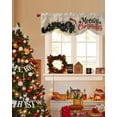 thumbnail image 4 of Retro Merry Christmas Tie Up Valances Curtain, Black Cat with Red Hat Xmas Color Light Adjustable Rod Pocket Short Window Treatment Tie Up Curtains Valances for Kitchen Living Room Bathroom 60x18 In, 4 of 9